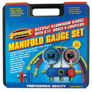 TSI Supercool 1234YF Aluminum Manifold Gauge W/ 72" Hose & Couplers