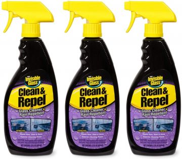 Invisible Glass Cleaner with Rain Repellent 22oz Spray Bottle (3 Pack)