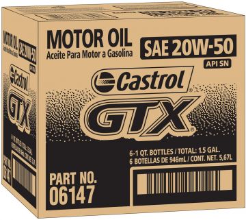 Castrol GTX 20W-50 Synthetic Blend Motor Oil Quart Bottles