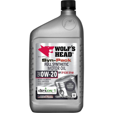 Wolf's Head 836-85656-56 Synthetic Dexos Motor Oil 0W-20 - Quarts