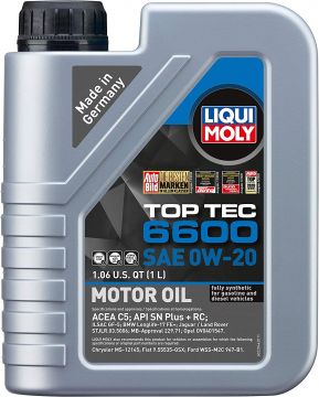 Liqui Moly 22044 Top Tec 6600 SAE 0W-20 Synthetic Motor Oil (6 Liters)