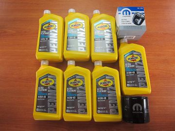 Pennzoil Ultra Platinum Full Synthetic 0W-40 Oil 7 Qts .W/ 899 Mopar Oil Filter