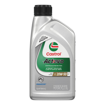 Castrol ACTEVO 15D7CF  Syn Blend Motorcycle Motor Oil 4T 20W-50 - Quarts