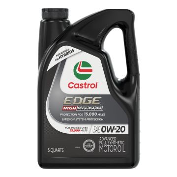 Castrol EDGE 15B0D2 High Mileage Motor Oil 0W-20 - 5 Quart Jug