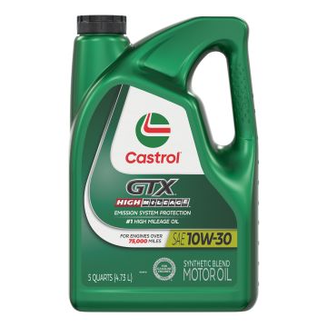 Castrol 1597B0 GTX High Mileage Motor Oil 10W-30 - 5 Quart Jug