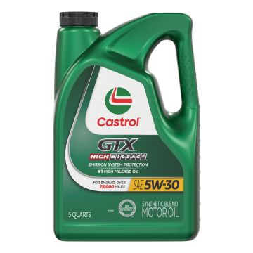 Castrol 15980E GTX High Mileage Motor Oil 5W-30 - 5 Quart Jug