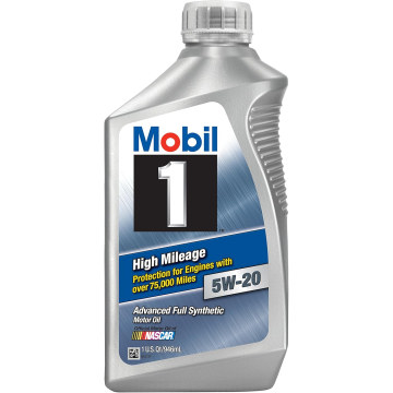 Mobil 1 120455 High Mileage Full Syn Motor Oil 5W-20 - Case (6 Quarts)