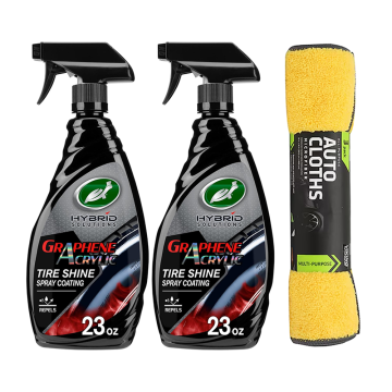 Turtle Wax Hybrid Series Graphene Acrylic Tire Shine w/ Microfibers (2 Bottles + 3 Microfibers)