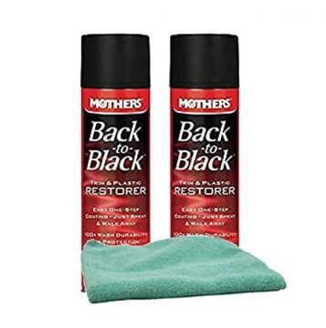 Mothers Back-to-Black Trim & Plastic Restorer 10 oz Aerosol with Microfiber Cloth