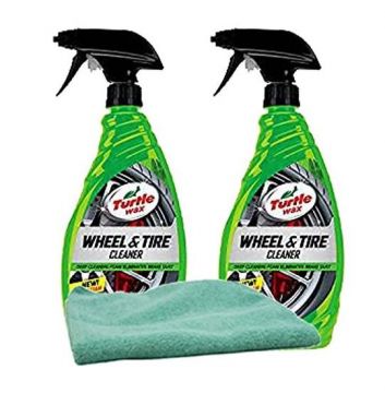Turtle Wax Heavy Duty All Wheel & Tire Cleaner 23 oz Spray Bottle with Microfiber Cloth