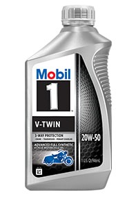 Mobil 1 V-Twin 20W-50 Synthetic Motor Cycle Oil Quart Bottle