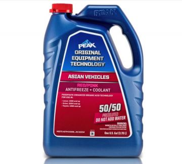 PEAK OET Extended Life Red/Pink 50/50 Prediluted Antifreeze/Coolant for Asian Vehicles Gallon Jug