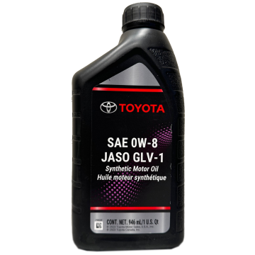 Toyota Synthetic Motor Oil SAE 0W-8 JASO GLV-1- 6 Quarts (1 Case)