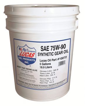 Lucas Oil 10072 Synthetic SAE 75W-90 Gear Oil 5 Gallon Pail