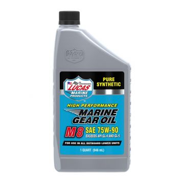 Lucas Oil 10652 M8 Synthetic SAE 75W-90 Marine Gear Oil Quart - 6 Pack