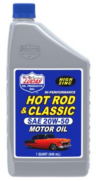 Lucas Oil 10689 Hot Rod & Classic Car Motor Oil SAE 20W-50 Quart - 6 Pack