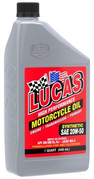 Lucas Oil 10702 High Performance Synthetic 20W-50 Motorcycle Oil Quart - 6 Pack