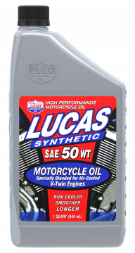 Lucas Oil 10765 Synthetic SAE 50W Motorcycle Oil Quart - 6 Pack