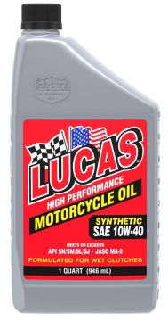 Lucas Oil 10777 High Performance SAE 10W-40 Motorcycle Oil w/ Moly Quart - 6 Pack