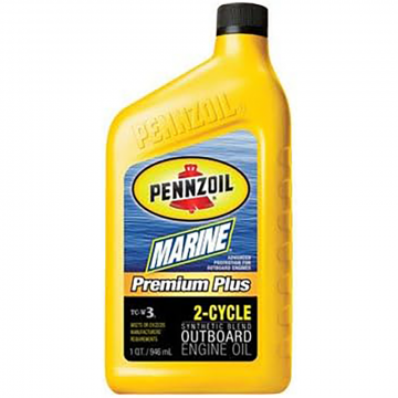 Pennzoil 3871 Marine Premium Plus 2-Cycle Syn Blend Engine Oil Quart - 12 Pack