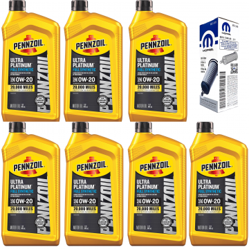 Pennzoil 0W-20 7 Quart 3.6L Mopar Compatible Oil Change Kit with MO-349 Filter